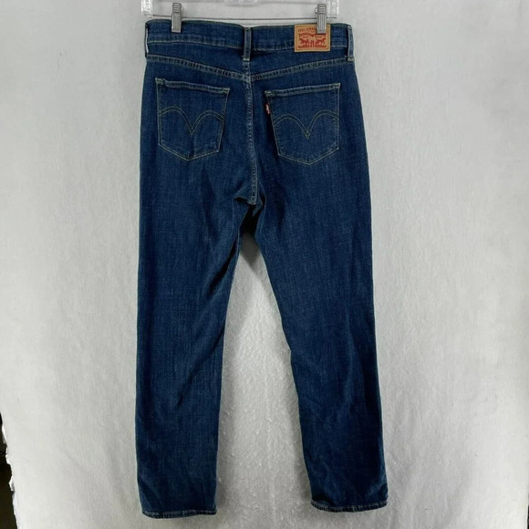 Levi's Jeans Women's Sz 28 Blue Classic Straight Leg Mid-Rise Stretch Denim - Picture 2 of 9